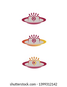Location, restaurant, food, camera, social media logo