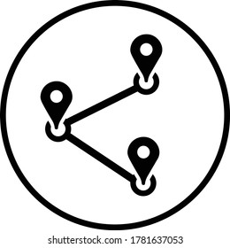 Location, route, direction icon / black color