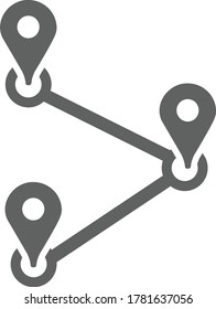 Location, route, direction icon / gray color