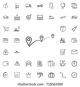 Location Route line icon logistics transportation parcel shipping delivery icons set Flat isolated on the white background. Vector illustration.Trendy style for graphic design logo