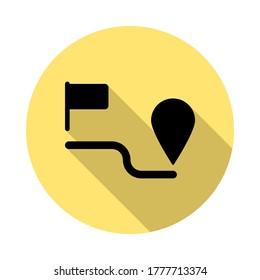 location, route simple vector icon in long shadow style