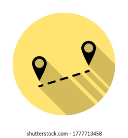 ubicación, ruta de un icono de vector simple en un estilo de sombra larga