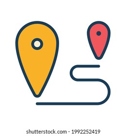 Einzelbild-Ortsroute-Symbol einzeln auf gefüllter Linie