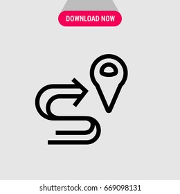 Location route vector icon, Destination point with arrow symbol. Simple, modern flat vector illustration for mobile app, website or desktop app 