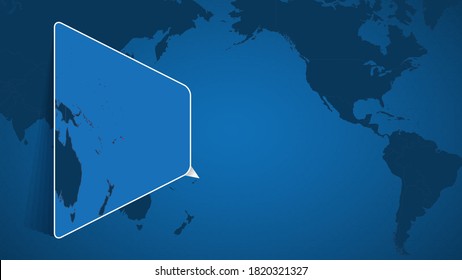 Location of Samoa on the World Map with Enlarged Map of Samoa with Flag. Geographical Vector Template for your design.