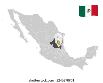 Location of San Luis Potosi State on map Mexico. 3d location sign of San Luis Potosi. Quality map with  provinces of  Mexico for your design. Vector illustration. EPS10.