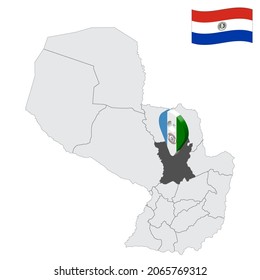 Location San Pedro Department on map Paraguay. 3d location sign similar to the flag of San Pedro. Quality map  with  provinces Republic of Paraguay for your design. EPS10