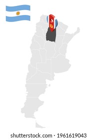 Location of  Santa Fe Province  on map Argentina. 3d location sign similar to the flag of Santiago del Estero. Quality map  with  provinces of  Argentina for your design. EPS10