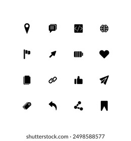 location, save, cursor, love, share, Web and App Icon Set