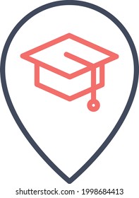 Ubicación, escuela, imagen vectorial de icono universitario. También se puede usar para mapas y ubicación. Idóneo para aplicaciones web, aplicaciones móviles y medios impresos.