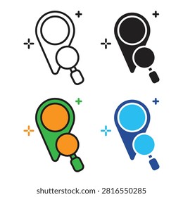 Location Search and Find Navigation Vector Icon Set. Vector icon set showing map pin with magnifying glass representing location search, address finder, and navigation discovery.