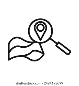 Location search icon Black line art vector