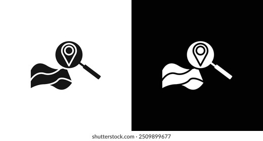 Location search icon Black line art vector logo set