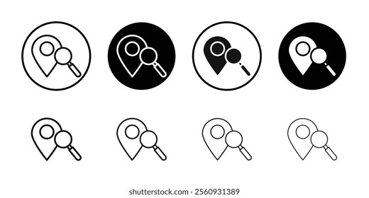 Location search icon Flat outline fill set collection