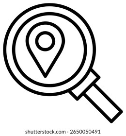 location search icon flat thin outline art logo
