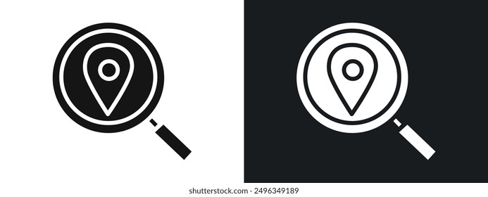 Location search icon linear graphics set vector in black
