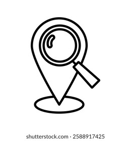 Location search icon Outline vector symbol sign