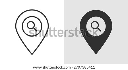 Location Search Icon represents place discovery, navigation assistance, and destination finding services.