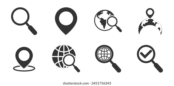 location search icon set, simple and complex design, for graphic needs, vector eps 10.