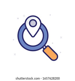 Illustration zur Standortsuche Vektorillustration. Konkrete Symbole für vollendetes Geschäftswachstum und Investitionen EPS10-Datei