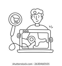 Location search  vector outline illustrations. EPS 10 file
