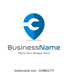 Location service of car vector logo template. This logo is suitable for industrial, transportation and business.