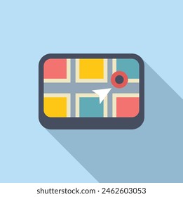 Location service map on tablet icon flat vector. Store locator. Geo cart way