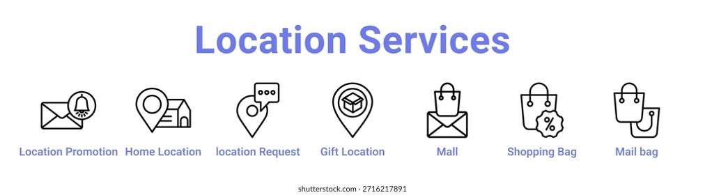 Icono de servicios de Locación Anuncio y color azul colección
