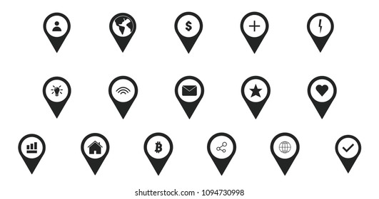 Location Set Icons. Vector Illustration