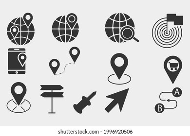 Location set vector icons for web and design