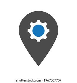 Location setting icon.cog,map (vector illustration)