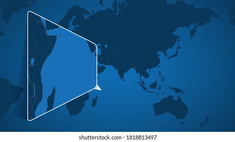 Location of Seychelles on the World Map with Enlarged Map of Seychelles with Flag. Geographical Vector Template for your design.
