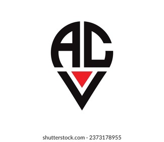 Location shape ACV letter logo design. ACV location logo simple design.