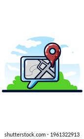 Location sharing illustration hand drawing