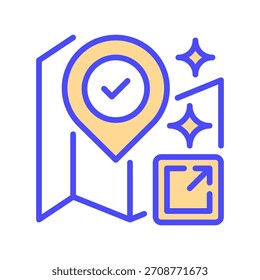 Icono de línea de Locación compartida, símbolo de esquema para el intercambio de posiciones, conectividad social, planificación de reuniones, seguimiento en tiempo real y transmisión de datos. Icono de signo de Vector.