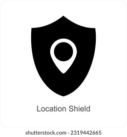 Location Shield and shield icon concept