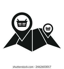 Location shop on map icon simple vector. Near find retail. Mall radius