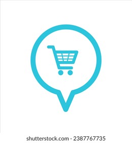 Location shopping cart symbol. From blue icon set.