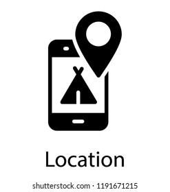 A location showing into the smartphone symbolizing navigational application 