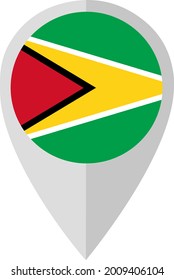 The location of the sign with the flag of Guyana. Used in maps and atlases. Vector illustration