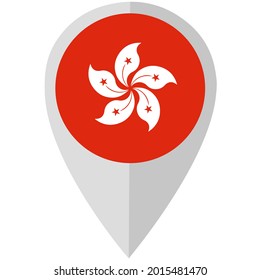 The location of the sign with the flag of Hong Kong. Used in maps and atlases. Vector illustration