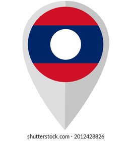 The location of the sign with the flag of Laos. Used in maps and atlases. Vector illustration