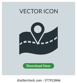 Location sign on road vector icon