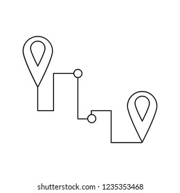 Location sign. The path from A to B
