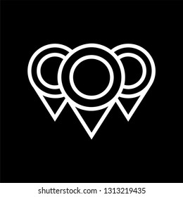 Location sign - Three map pointer icon - Vector