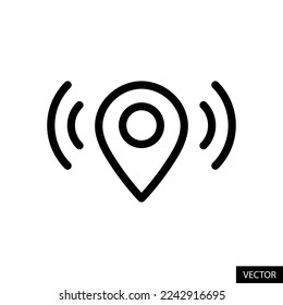 Location signals, track live location concept vector icon in line style design for website, app, UI, isolated on white background. Editable stroke. EPS 10 vector illustration.