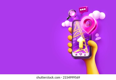 Location smart service, touch screen, app navigator. Vector illustration