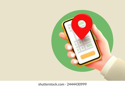 Location smart service, touch screen, app navigator. Vector illustration