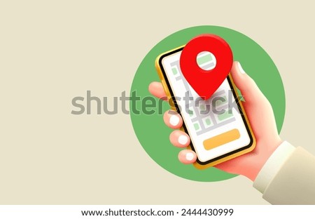 Location smart service, touch screen, app navigator. Vector illustration