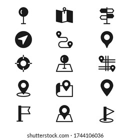 Location solid icon pack. Pin sign Isolated on white background. Navigation map, gps, direction, place, compass, search concept. Flat style for graphic design, logo, web, ui design, mobile app, EPS10